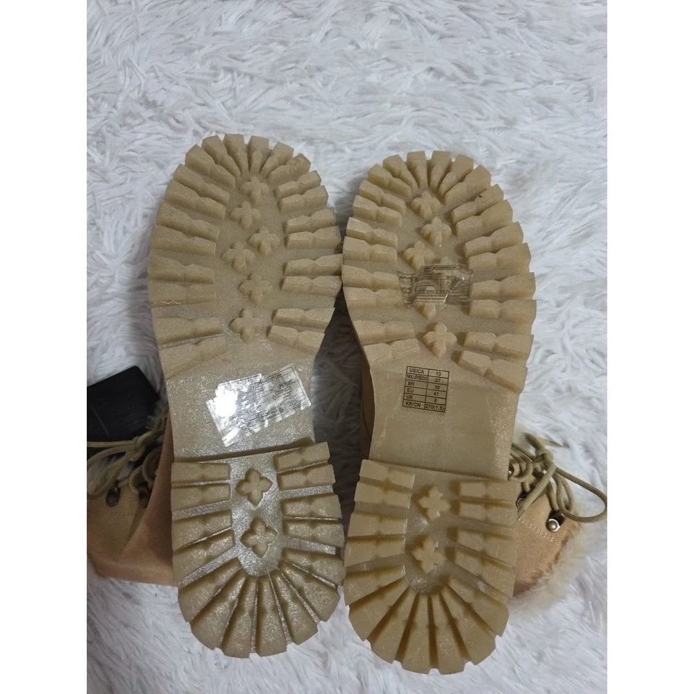 Forever 21 Beige boots women size 10 With Tags Faux‎ Fur Winter Casual Suede